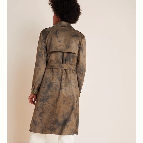Anthropologie Roxie Suede Tie Dye Trench Coat Size Small - Picture 3 of 12